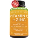 Viva Naturals Vitamin C a zink doplňky 1000mg - zinek 20mg (250 Veggie Kapsle) - High- potency & Vitamin C se zinem pro imunitní podporu - Non- GMO, gluten zdarma (8 měsíců dodávky)
