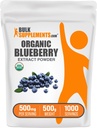 BulkSupplements.com Organic Blueberry Extract Powder - Blueberry Extract Supplementary, Antioxidant Support - Vegan & gluten Free, 500mg na Serving, 500g (1,1 lbs) (Balení po 1)