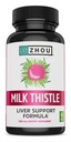 Zhou Mléko Thistle - dodatek pro zdraví jater, Silymarin Mléko Thistle Extract & Prášek pro muže a ženy, Bylinné čištění Podpora, Metabolické zdraví - 60 Vegetariánské Kapsle