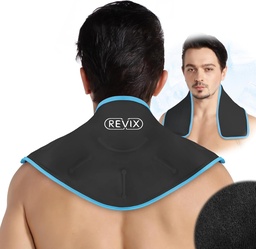 REVIX Neck Ice Wrap Ice Pack for Neck and Shoulders, Terapie pro podporu flexibility a mobility, Horké studené gelové balíčky opakovaně použitelné pro Post- Workout, Black