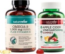 NatureWise Omega33 Fish Oil 1000mg s E 180- Count + Apple Cider Ocet Gummies 500mg s B12, 60- Count (Vegan Gummy) - Bundle for Heart, Eye, Digestive Health - Gluten Free, Soy- Free, Non- GMO