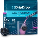 DripDrop Hydration Packets - Berry - Single Serve Electrolytes Powder Drink Mix - Non- GMO, Gluten Free, Vegan - 32 Sticks