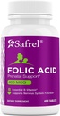 Safel Folic Acid 400 mcg - Vitamin B9-400 Tablety, Essential Prenatal a postnatální vitamin pro vývoj plodu, Red Blood Cell Production, Cell and Neural Development PHAR124; Non- GMO, Vegan