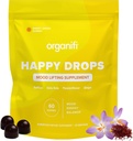 Organifi Happy Drops - Denní Superfood Happy Gummies pro dospělé - Návnada Supplement for Balance, Bliss, Energy and taking the Edge Off - Sweet Lemon Flavor - 60 Gummies