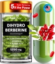 Doplněk k dihydroberberinu - Dehydro Berberine Organic - Super Berberine dodatek s Ceylon Skořice & R Alfa Lipoic Acid & Apigenin - Hydroberberine 120 caps (1 Pack)