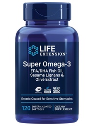 Life Extension Super Omega33 EPA / DHA Fish Oil, Sezame Lignans & Olive Extract - Heart Health, Brain Health, Inflagration Health Support, Gluten- Free, Enteric- Coated, Non- GMO, 120 Softgels