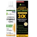 Zenrenu Lipozomální vitamin C a zink tekutý nápoj pro dospělé a děti - non GMO slunečnice Lecithin - Max antioxidant & imunitní podpora, 5 oz / 150 ml