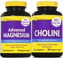 InnovixLabs Cholin & Magnesium Bundle Choline Bitartate 550mg (100 tobolek) Advanced Magnesium (150 tobolek). Podporuje paměť, nálada, zdraví mozku a posílení vědomí. *