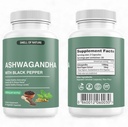 Přírodní vůně organické Ashwagandha doplňky s Black Pepper Extract - 1300mg čisté Ashwagandha Extract - Energetická podpora - Non- GMO, gluten- Free, Vegan - 60 Kapsle