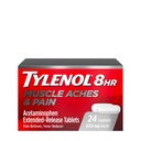 Tylenol 8 hodin Svalové Aches & Pain Relief Extended- Release Tablety s 650 mg Acetaminophen, Horečka Reducer & Pain Medicine pro svaly, klouby, tělo, a bolesti zad Relief, 24 Počet