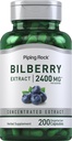 Piping Rock Bilberry Extract Kapsle 2400mg 124; 200 pilulky 124; Bylinné Extract Dodatek 124; Vegetariánské, Non- GMO, gluten zdarma