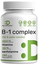 DEAL DOPLŇUJÍCÍ vitamin B1 500mg s Benfotiamin, 240 Kapsle - 2 v 1 Vylepšený vzorec - Tuk a voda rozpustný Thiamin B1 Dodatek - Třetí strana Testováno, Non- GMO, No Gluten
