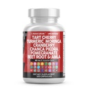 Čisté Nutraceum Tart Cherry Extract Kapsle s turmeric Moringa Cranberry Chanca Piedra Celery Quercetin ACV Granátová jablka L Selenomethionin - Urické hladiny - 120 Ct