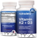 Vitamin D3 K2 Kapsle pro muže a ženy - K2 D3 Doplněk vitamínu pro zdravé srdce a podporu kostí, imunitní systém a pomoc při cirkulaci krve, vybavený v USA, 60 Veggie Kapsle