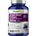 NusaPure Grape Seed Extract 40,000mg na kapslí, 200 Vegan Kapsle, Standardizované, Non- GMO, Gluten Free, Resveratrol