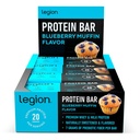 Legion Protein Bar Borůvkový Muffin - 100% syrovátkový protein, Soy Free Protein Bary s prebiotickým vláknem - Nízkotučný zdravý proteinový bar - gluten zdarma, přirozeně ochucené, Nízký cukr proteinové bary (12 Počet)