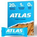 Atlas Protein Bar, 20g protein, 1g cukr, čisté přísady, gluten zdarma, vanilková mandle (12 Počet, balení po 1)
