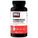 FORCE FACTOR Vitamin D3 K2 na podporu imunity, srdeční zdraví, podpora kostí, a další, high- potency 2- in-1 Formule, Vegan, No Gelatin, Non- GMO, 120 Kapsle