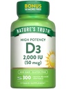 Nature 's Truth Vitamin D3 2000 IU PHARMAN124; 300 Softgels PHARMAN124; High Potency Formule PHARMAN124; Non-GMO & Gluten zdarma dodatek