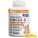 Wild Chycen Omega 3 Rybí olej pro psy - 180 Softgel Kapsle pro zdravou pleť a kabát - 300 mg Mini Dog Fish Oil pilulky pro vypouštění, suché svědění kůže, a horké Spots - Pet Omega Salmon Dodatek