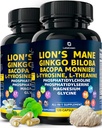 Doplněk k Organic Lions Mane Kapsle - 240 Skutečné houbičky Lví hřívy Kapsle s Ginkgo Biloba Herb, Bacopa Monnieri, L Theanine, L Tyrosin - Houbový komplex pro denní wellness