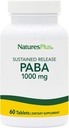 Natures Plus PABA, Trvalé uvolňování (para- aminobenzoová kyselina) - 1000 mg, 60 Vegetariánských tablet - dodatek pro podporu zdraví pokožky, Promotes Energy Production - Gluten- Free - 60 Služeb