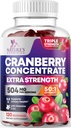 Cranberry Gummies 50: 1 Cranberry Extract - Podpora močových cest Vyrobeno s 25,000mg, Pomáhá čistit a chránit, Cran Berry Gummy dodatek + vitamín C, Žvýkací Cran pilulky pro ženy - 120 Gummies