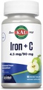 Kal Iron C, 90 tablet, 4, 5 mg / 90 mg, přírodní Apple Flavor, zvýšené absorpční pilulky železa, imunitní podpora