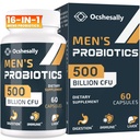 Probiotika pro muže, 500 miliard CFU & 12 Strains Mens probiotický, s turmeric, brusinky, Goji - Probiotika pro stravitelné zdraví, gut, imunitní & floating, Prostate & Urinary Tract Health, 60 Kapsle