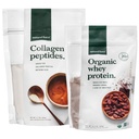 Natural Force Clean, Grass Fed Collagen Peptides + Chocolate Organic Whey Protein Bundle - Organic, non GMO Whey Protein & Hydrolyzed Type I and III Collagen - 15.2 Ounce Bag a 11.7 Ounce Bag