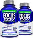 Focus Factor Dospělí Extra Strength, 120 Count- Brain Supplement for Memory, Concentration, Focus - DMAE, Vitamin D, DHA- Brain Health Supplement - Důvěryhodné Balení - Brain Vitamíny, Focus Pills (2 ks)