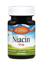 Carlson - Niacin, 50 mg, podporuje metabolismus cholesterolu, výroba energie, srdeční zdraví, nervová funkce, 100 tablet