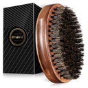 BFWood Boar Bristle Beard Brush - Black Wood Walnut Vojenský styl, Men 's Wooden Mustache Brush