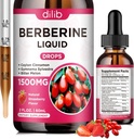 Berberine Supplemente Liquid Drops - Berberine HCL 1500mg s Ceylon Cinnamon, Bitter Melon, Gymnema Sylvestre pro imunitní, Digestion System & Heart Health, Natural Strawberry Flavor, 2 Fl Oz
