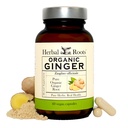 Herbal Roots Ginger dodatek 124; organické zázvorové kořenové kapsle 124; 1200 mg čistého zázvorového prášku na servírování 124; 60 Veganských kapslí