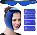 Face Ice Pack Wrap for TMJ, Wisdom Teeth, WORLD- BIO Jaw Wrap with 4 Reuse Hot Cold Therapy Gel Packs for Head, Chin, Oral and Facial Surgery, Pain Relief for Otok, Zranění, Zubní implantáty
