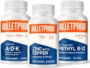 Neprůstřelný Triple Threat Size Bundle, Vitamíny A-D-K, 30 Softgels, Zinek s mědí, 60 Kapsle, Methyl B-12, Spearmint Flavor, 60 Lozenges