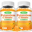 2 Pack kalium Citrát Gummies - High potency draslík dodatek pro svalové zdraví, Leg Cramp Relief, Electrolyte Balance - Vegan, Non- GMO, Gluten- Free, Orange Flavor, 120 Počet