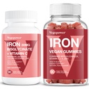 Vegan Iron Gummies + Iron Bisglycinate 30MG CLANE124; Vegan Iron Supplemente Support Support for Blood Health & Daily Energy for People & Kids - 180 Count
