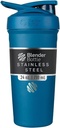 BlenderBottle Strada Shaker Cup Izolovaná nerezová láhev s drátěnou whisky, 24-Ounce, modrá