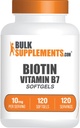 BulkSupplements.com Biotin 10000mcg Softgels - Vitamin B7, Biotin Vitamíny pro vlasy, kůže a nehty, Biotin Supplement - Lepek zdarma, 1 Softgel per Serving, 120 Počet (balení po 1)