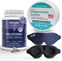 Sleep Bundle: 3D lehké blokování spánková maska, melatonin + rychlé rozpuštění melatonin doplňky 60 Kapsle, a hořčík Tělo máslo pro tensed nohy & těsný svaly, 4oz krém