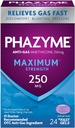 Phazyme Maximum * Síla Anti- Gas 250 mg Simethicone Gas Relief pro dospělé, Rychlé gely Rychlé pocení, Tlak & Discomfort, 24 Počet
