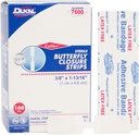 Dukal Butterfly Closure Strips. Balení 100 adhezivních obvazů. Sterilní obvazy pro ochranu zranění. Jednorázové použití. Individuálně zabalené. Snadno aplikovatelné.