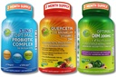 Vegan Hormonal, Immune & Gut Health Support Bundle - Quercetin 500 mg s bromelainem, zinem a vitaminem C + DIM 200mg s BioPerine ® + 3- in-1 Probiotic 50 miliard CFU s trávicími enzymy a prebiotiky