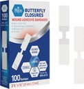 MED PRIDE Butterfly Tape Closages Obvazy pro Wound Closure, Sterilní hypoalergenní adhesive Non-Stick Pad, Latex- Free, Balení 100 tříděné velikosti (velké)
