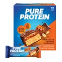 Čisté proteinové tyčinky, vysoký protein, výživné svačiny na podporu energie, nízký cukr, gluten zdarma, čokoládový arašídový karamel, 1.76oz, 12 Počet (balení po 1) (Balení květen Vary)