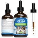 Pet Wellbeing Life Gold pro kočky - podporuje detoxikaci, imunitní systém zdraví, antioxidanty - Vet- Vydávaný bylinný doplněk - 4 oz (118 ml)