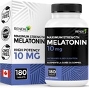 Reew Agents Melatonin 10 mg per Serving - Promotes a Deeper, Longer & Ideal for Sleep Management, Jet Lag & to Reset Your Sleep Cycle - Made in Canada - 180 Tablety