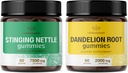 HERBAMAMA Stringing Nettle and Dandelion Kit - Bundle of 7500 mg String Nettle Root & 2000 mg Dandelion Root Gummies - Vegan, Non- GMO, Gelatin- Free - 2 Pack